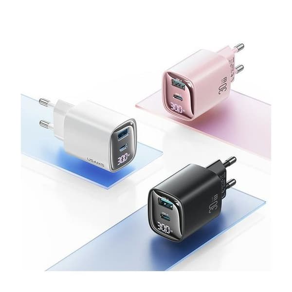Väggladdare - USAMS - CC229 - 30W - USB-C & USB-A - Snabb & Säker Laddning