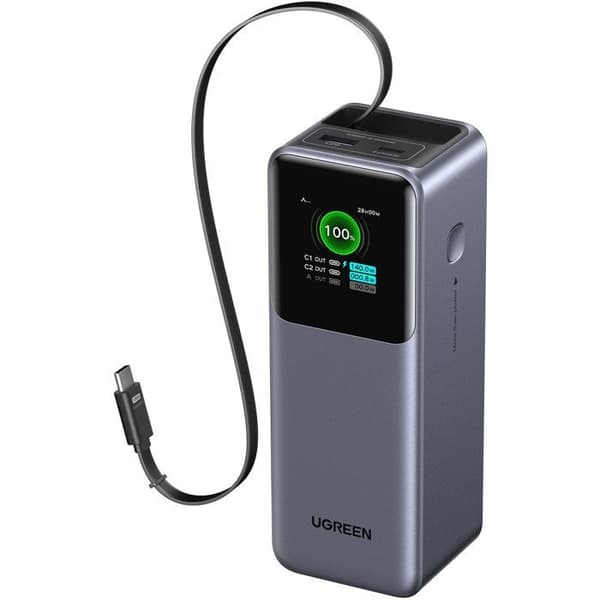 Extern batteri - UGREEN - 165W - USB-A och USB-C - Dragbar - Svart