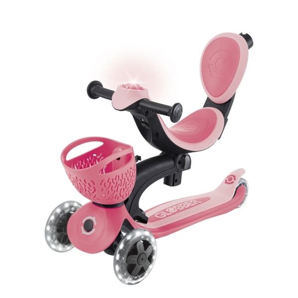 Globber - Evolutionssparkcykel GO-UP BABY 360 LIGHTS - Korallrosa