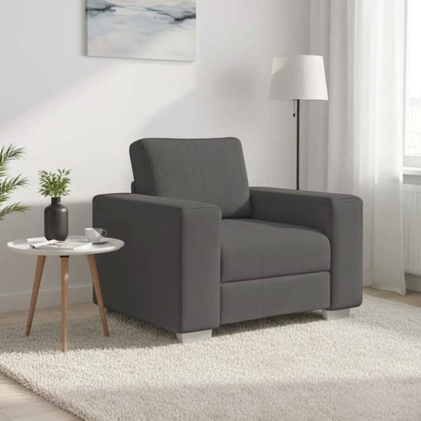 vidaXL Mörkgrå fåtölj 100x77x82 cm i ribbad sammet 4105187
