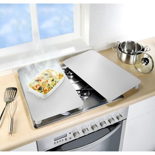 Skyddsplatta för spis - WENKO - 2-pack - Härdat Glas - 30x52 cm - Silver