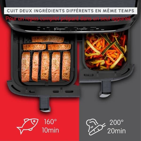 Luftfritös - MOULINEX - Dual Easy Fry XXL - 11L - 7 program - Grå Java-peppar