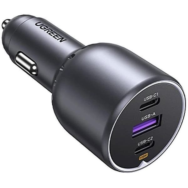 Laddare - Ugreen EC705 biladapter, USB + 2x USB-C, 130 W + 5 A kabel 1 m