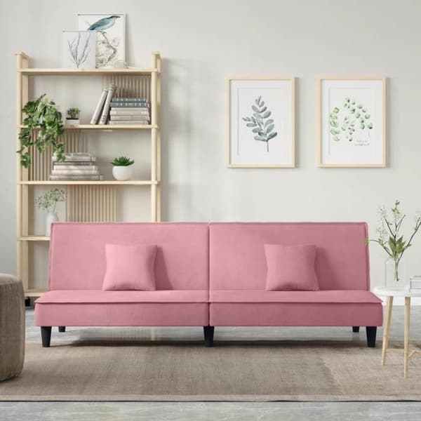vidaXL Soffgrupp-säng rosa sammet 351910