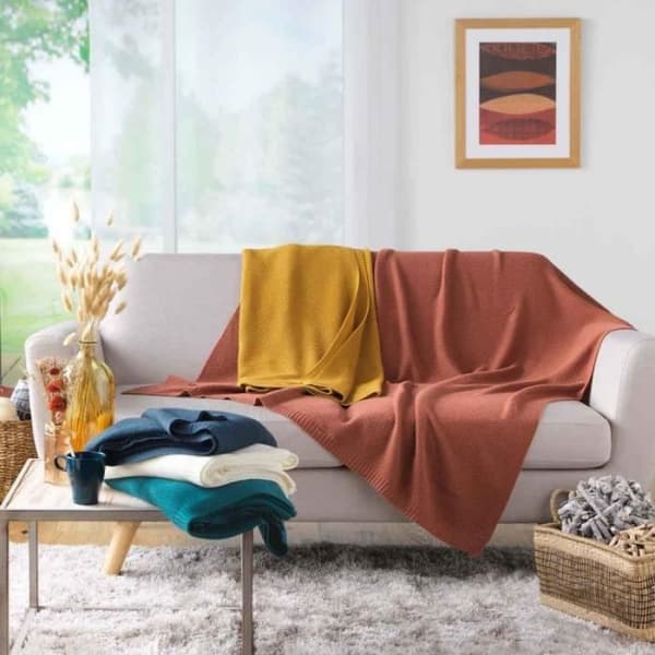 Pläd - INRETS MYS - Trikå - 125x150cm - Blå - Rektangulär