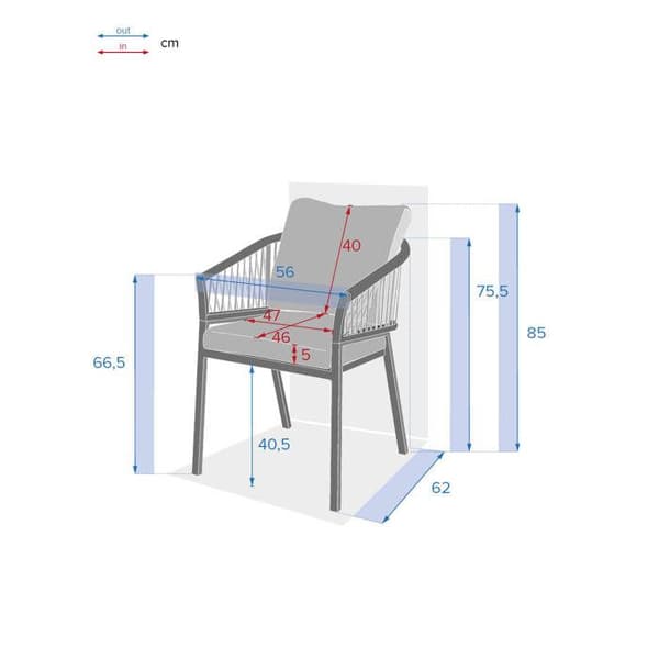 Set med 2 trädgårdsstolar "Oriengo" antracit & grafit i aluminium och flätad mesh - Hespéride
