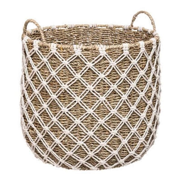Set om 3 Macramé korgar "Palm" 43cm Beige