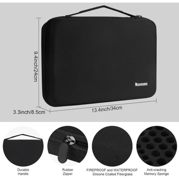 ENSOBO Batterilåd med kapacitet för 148 AA AAA C D 9V-batterier