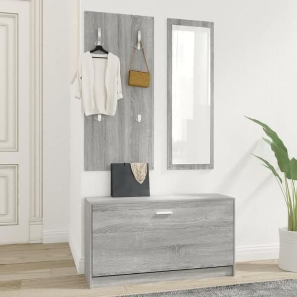 342575 vidaXL Sonoma 3-i-1 Skoskåp Set Grå