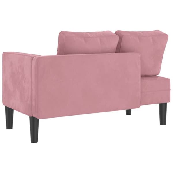 Chaiselong med rosa sammetskuddar
