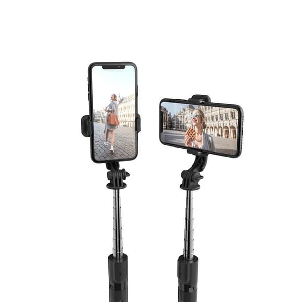Selfiestick, stativ, Bluetooth, upp till 72 cm - svart