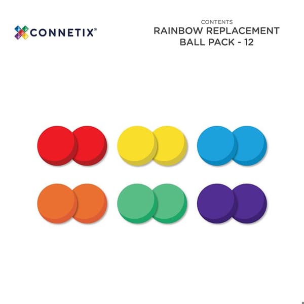 CONNETIX Byggplattor Magnetiska Regnbåge Paket med Bollar, 12 Stycken