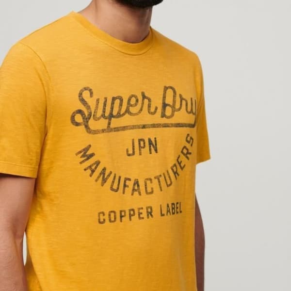 T-shirt - SUPERDRY - Cooper Label Script - Gul - Kortärmad - Slimmad