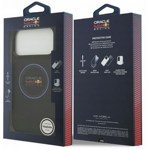 Red Bull Coque MagSafe iPhone 17 Pro Max - Marinblått nät, ring & metallknappar