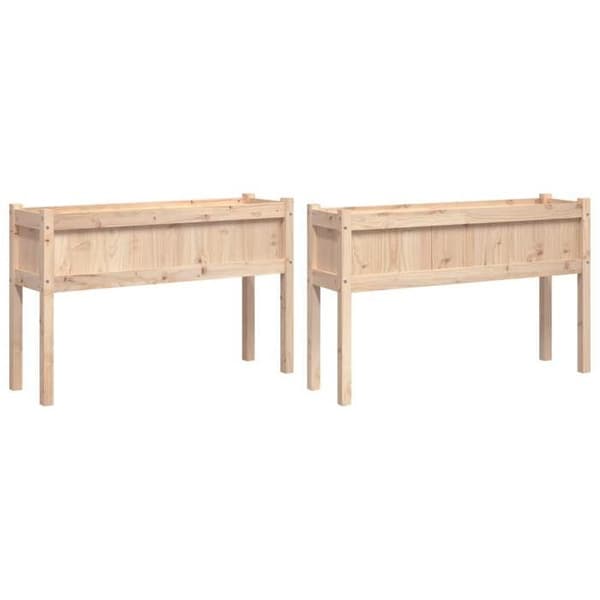 vidaXL planteringar 2 st med massiva furuben 837565