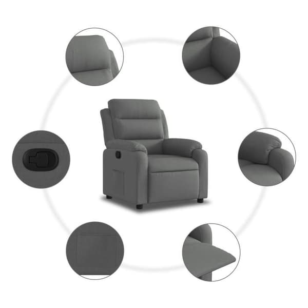 vidaXL Grått tyg recliner 3205721