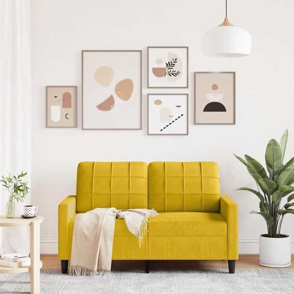 vidaXL 2-sitssoffa Gul 120 cm Sammet 4007620