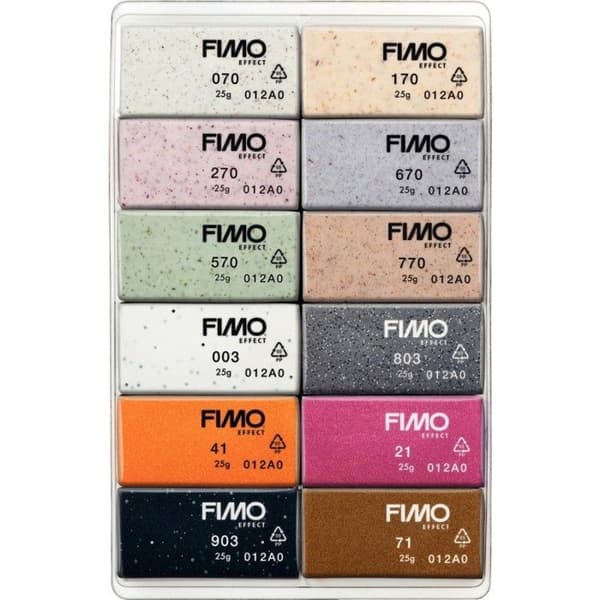 Polymerlera - STAEDTLER - FIMO Effect - Boho Paket - 12 Halvblock - 25g