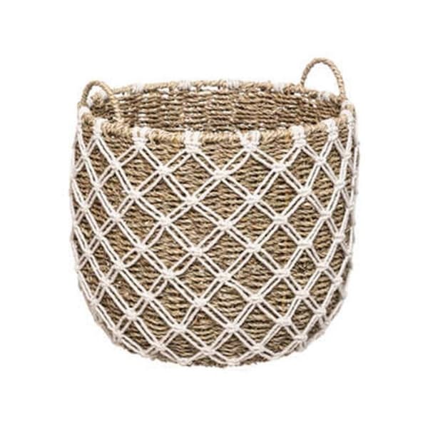 Set om 3 Macramé korgar "Palm" 43cm Beige