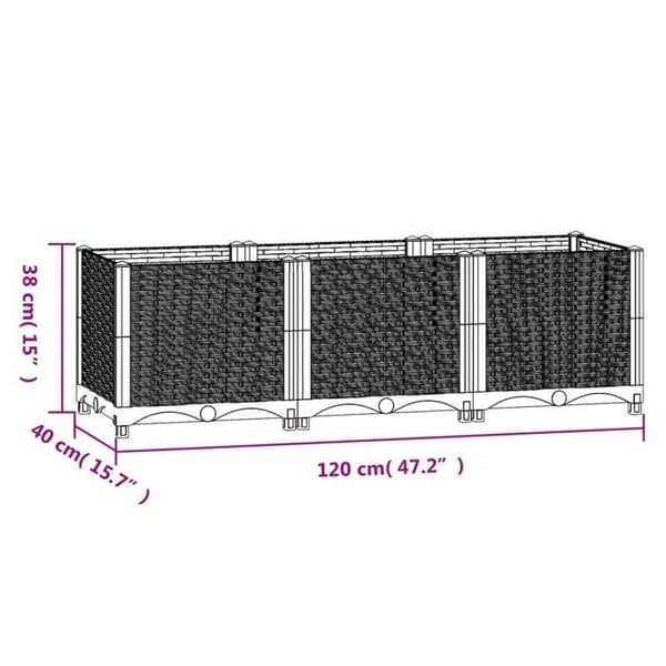 Upphöjd säng - vidaXL - 120x40x38 cm - Polypropen - Grå - Rektangulär