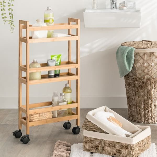 Trång dessertvagn 3 nivåer med hjul bambu - 5 five simply smart