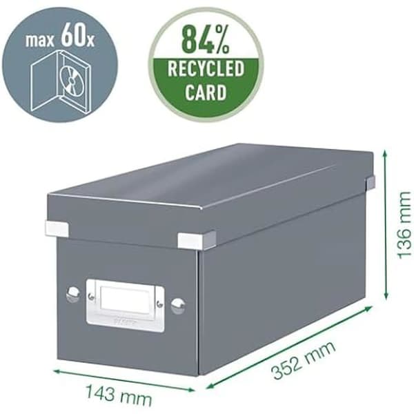 Förvaringslåda - LEITZ - L: Förvaringsbox C&S WOW CD - Röd - Fällbar - Etikettfäste