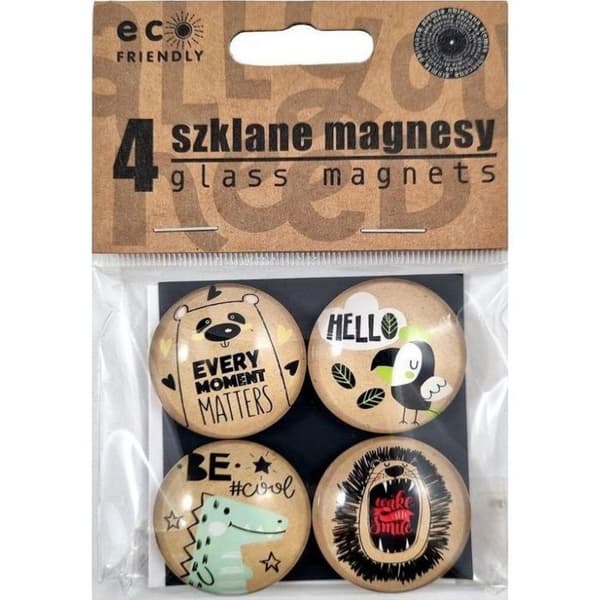 Magneter - FANDY - Tryckta glasmagneter - Färgade - Set om 4