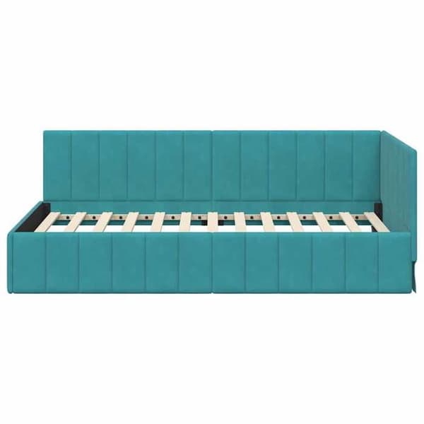 vidaXL Hörnsäng Turquoise 100 cm x 200 cm Sammet 42016325