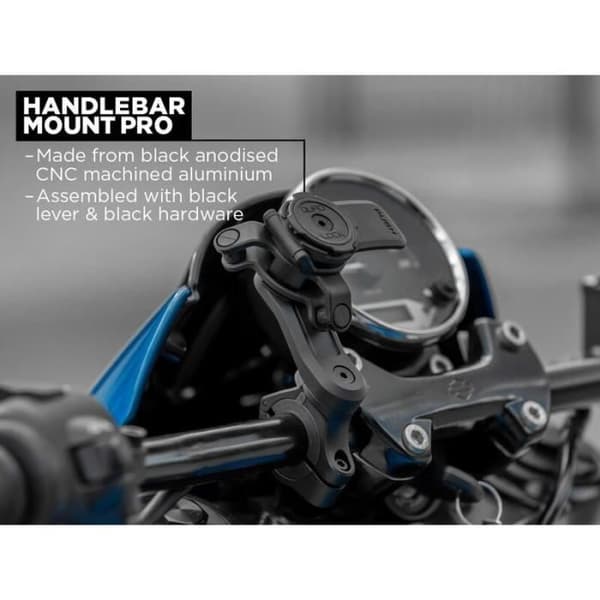 Smartphonehållare - QUAD LOCK - PRO - Styrefäste - Säker montering - Svart plast