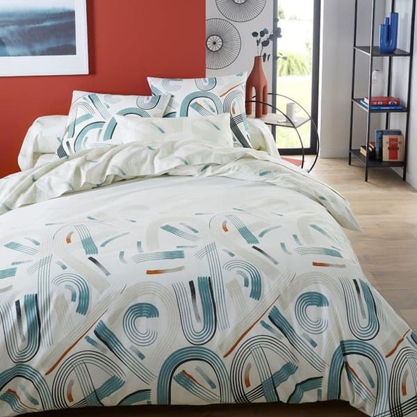 Tryckt kuddfodral i bomull, GABIN - Ursprung - 43 x 185 cm - Vit