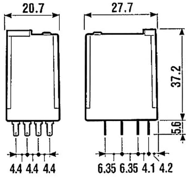 Förgreningsbox - Finder - 4RT - 7 A - 24 Vac - Testknapp/Mekanisk indikator