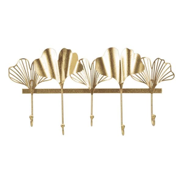 Väggkrok Design 5 Krok "Löv" 49cm Guld