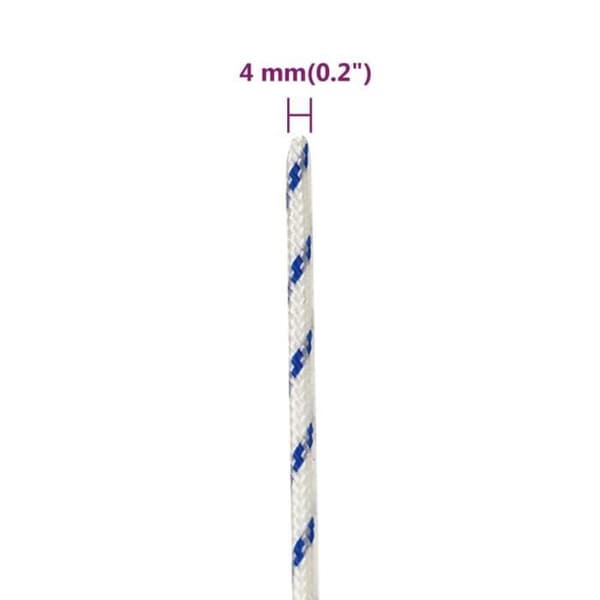 152277 vidaXL Båtrep Vit 4 mm 250 m Polypropen