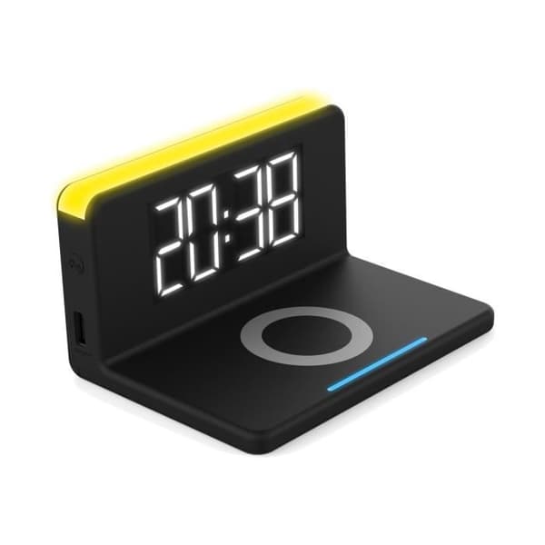 Digital väckarklocka - TERRATEC - ChargeAir - Svart, Gul - Uppladdningsbar USB - Rektangulär