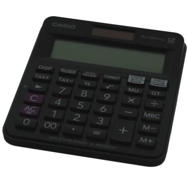 Casio MJ-120DPLUS svart solar skrivbordsräknare, batteridriven