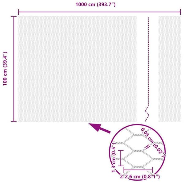 vidaXL Hexagonal stängsel Silver 1 x 10 m Galvaniserat stål 42005641
