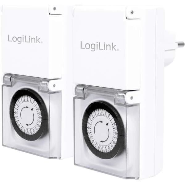 Minutörer mekaniska - LOGILINK - 2-pack - IP44 - Vit - 3680 W - 16 A