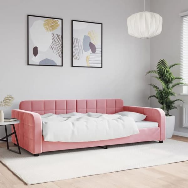 vidaXL Sängsoffa rosa 100x200 cm sammet 354068