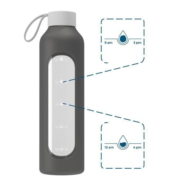 Glasflaska - WESSPER B1 BOROSILIKAT - 1000ml - Silikonskal - grå