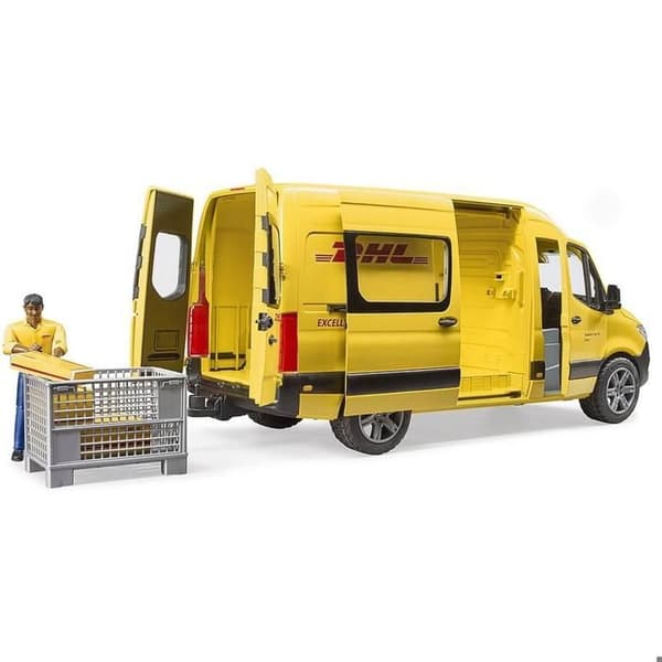 Leksak - BRUDER - MB Sprinter DHL med förare - Paketleverans - Vit
