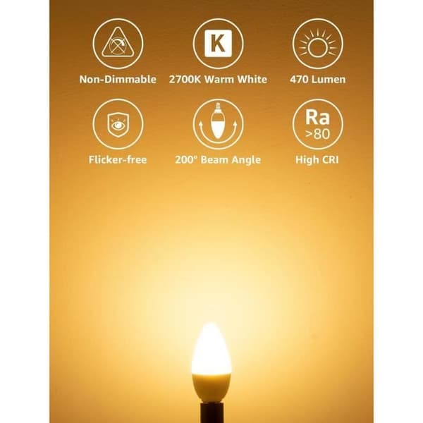 Ampull LED E14 - LEPRO - 4,9W - Motsvarar 40W - Paket med 6 - Varmvit