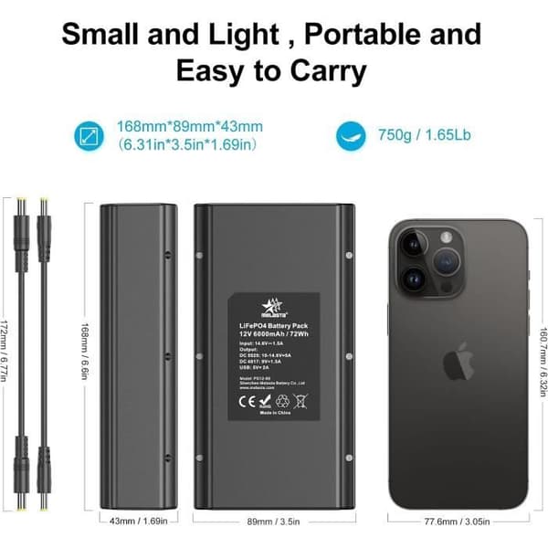 Extern Batteri Power Bank 6000mAh MELASTA