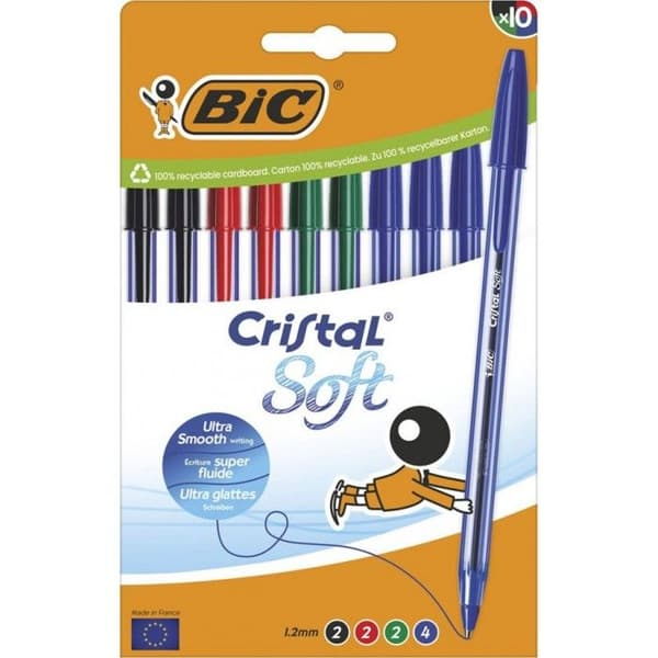 BIC Kulpen Cristal Soft 1,2 mm Assorterade 10-pack