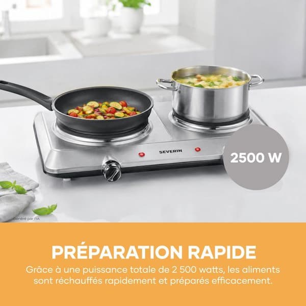 Bärbar spisplatta SEVERIN - K1014 - 2 gjutjärnsbrännare - 2500W