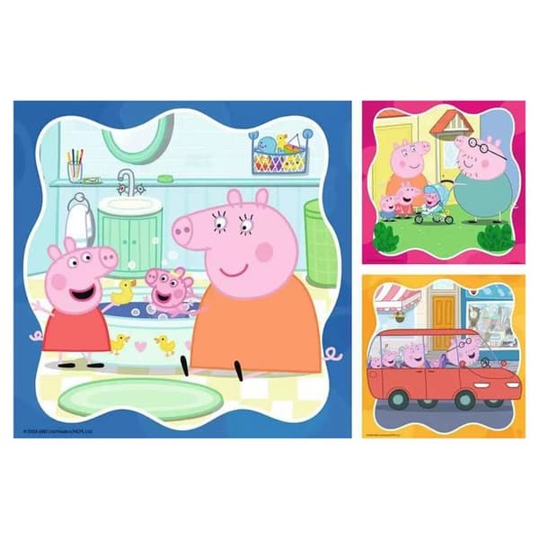 Pussel 3x49 bitar Familjen först Peppa Pig