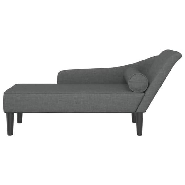 vidaXL Chaise longue med mörkgrå kuddar tyg 4007597