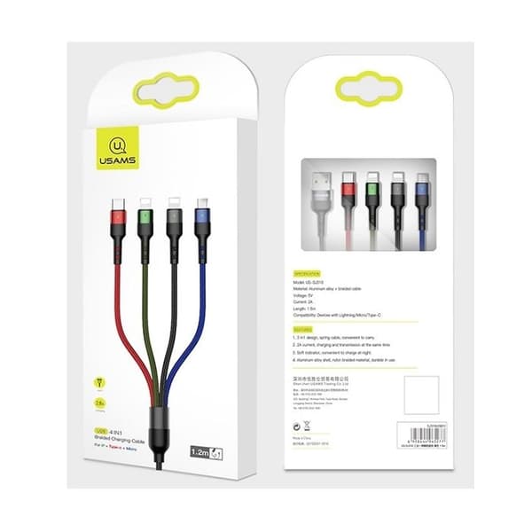 USB-kabel 3 m 2 A - snabb laddning, flätad