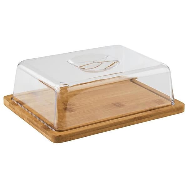 APS 820 Bricka med lock, bambu, plastöverdrag (24 x 18,5 x 8 cm) - Ostöverdrag, ostbricka