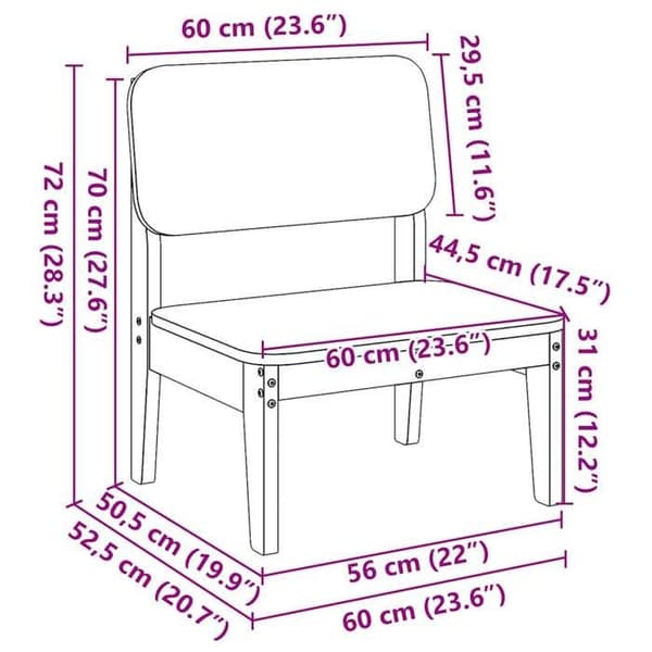 vidaXL Trädgårdssoffa 60x52,5x72 cm tryckimpregnerad furu 859321
