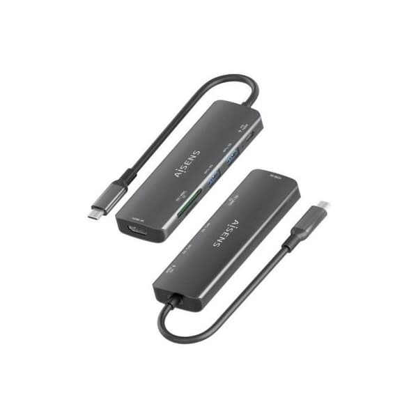 Docking USB Typ-C Aisens ASUC-5P011-GR- 1xHDMI- 2xUSB- 1xUSB Typ-C PD- 1xLector de Tarjetas- Gris